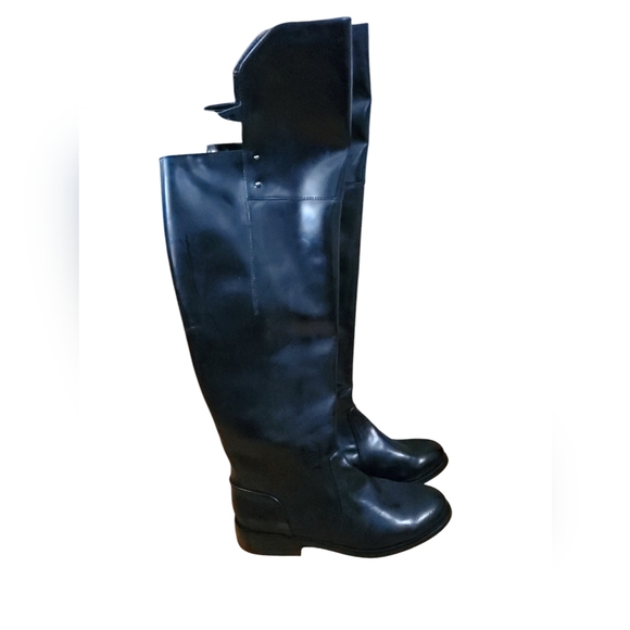 Renvy Black Leather/ Over The Knee Buckled Boots Size 7 NWOB - Picture 2 of 5